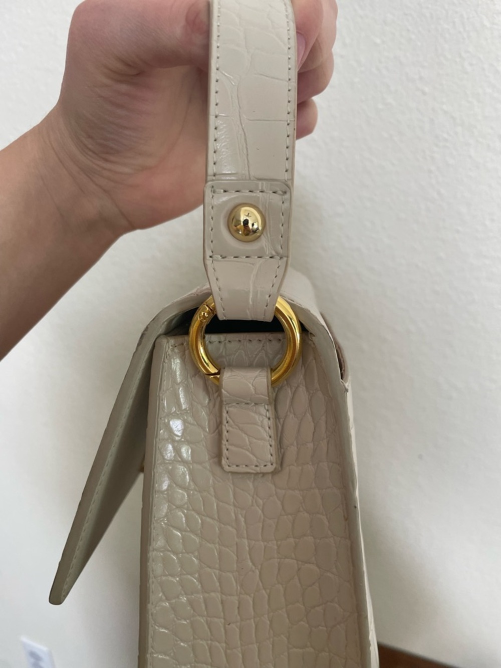 JW PEI Cream Croc-Embossed Structured Top Handle Bag - Picture 6 of 6